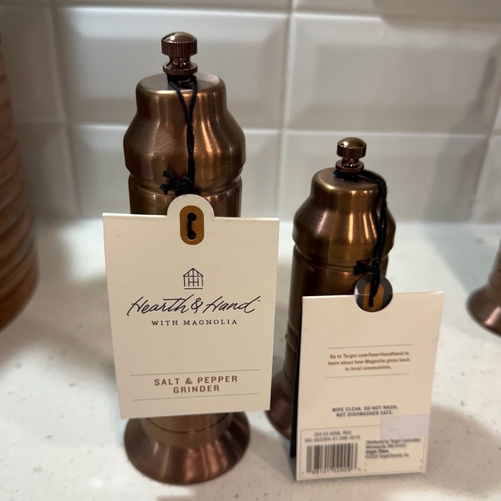 Hearth and hand with Magnolia salt and pepper shaker set bronze New With Tag
